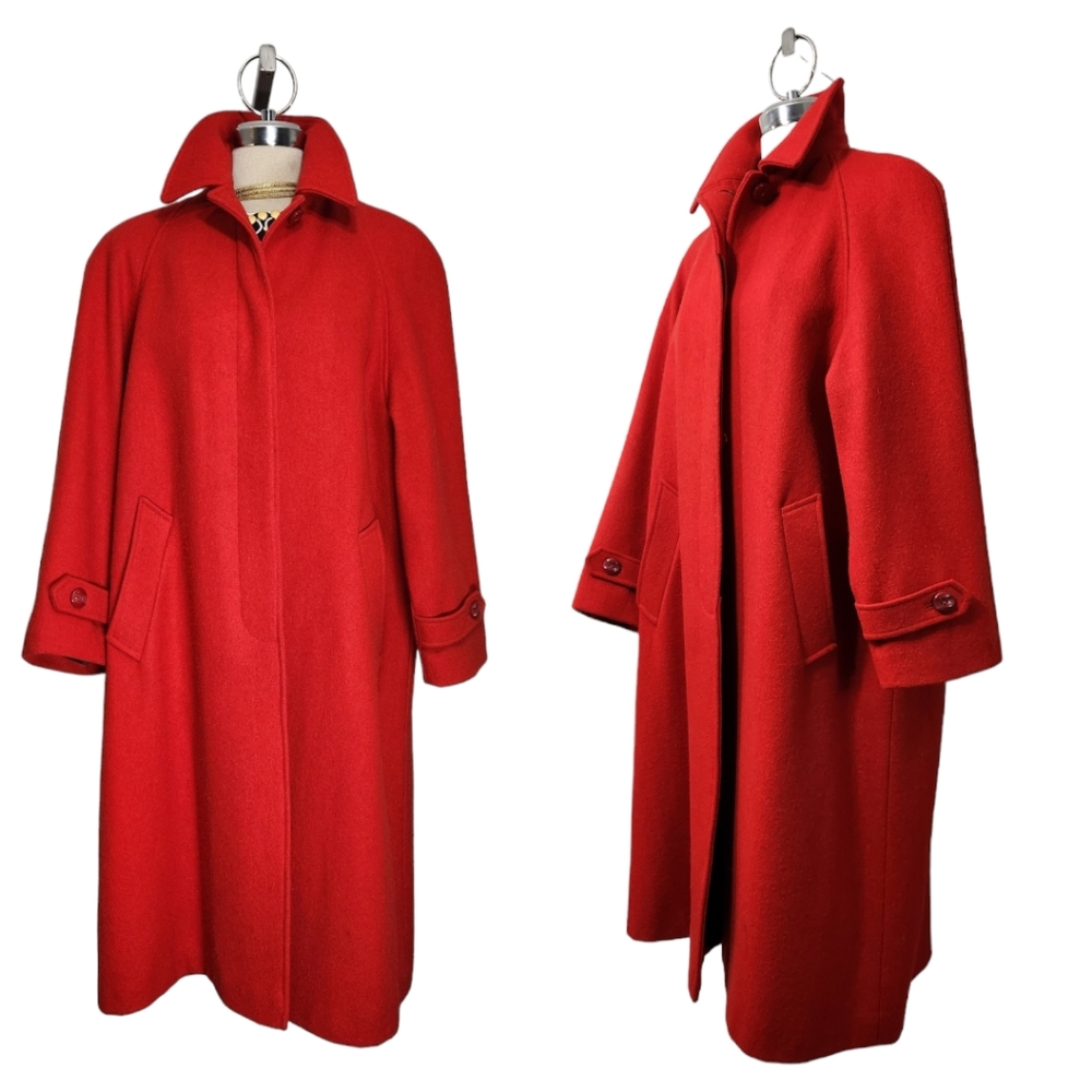 Collection elegante 3/4 Sleeves red wool long coat